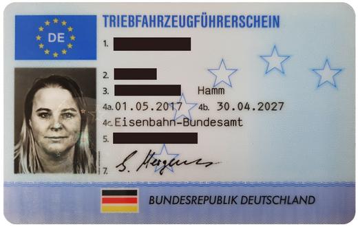 Ansicht eines Triebfahrzeugführerscheins
